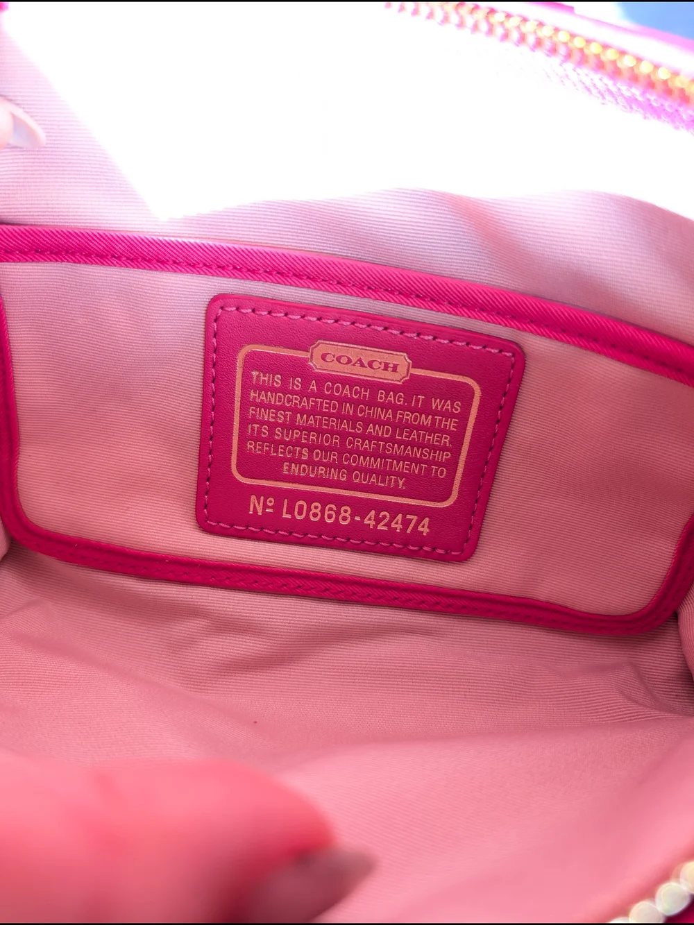 Coach Parker Straw & Pink Leather Turnlock Clutch Wristlet #42474 - Picture 2 of 6